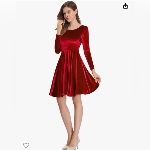 Dresses & Skirts - Long sleeve red velvet dress